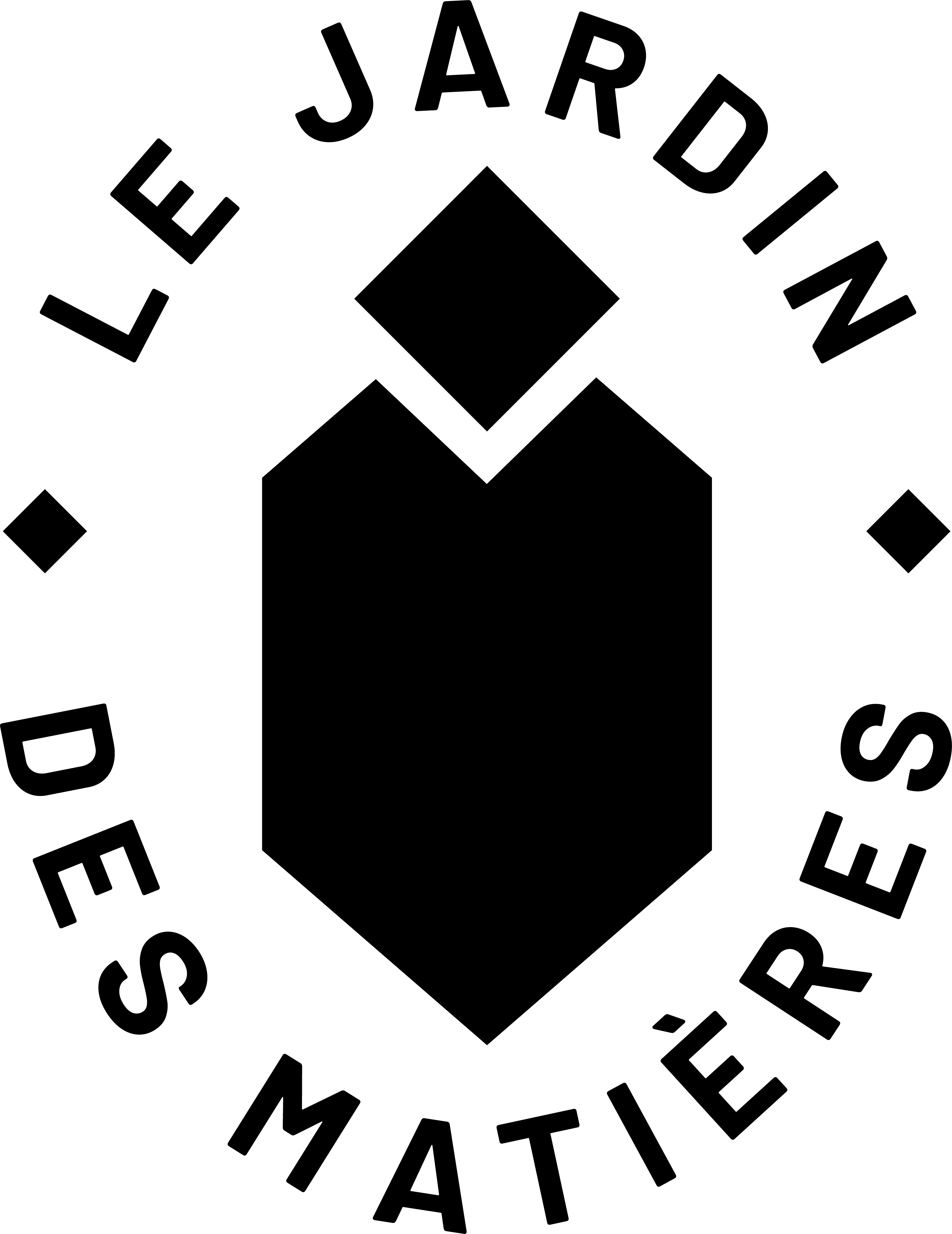 Logo Le Jardin des Matières, symbole institutionnel noir